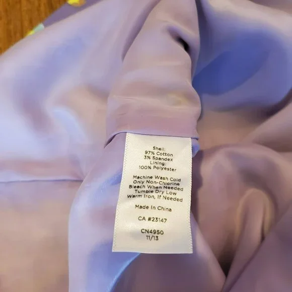 Talbots Lilac Floral Skirt, Size 4P, Back Zipper, Mini Petite Purple Blue Yellow - Picture 7 of 7